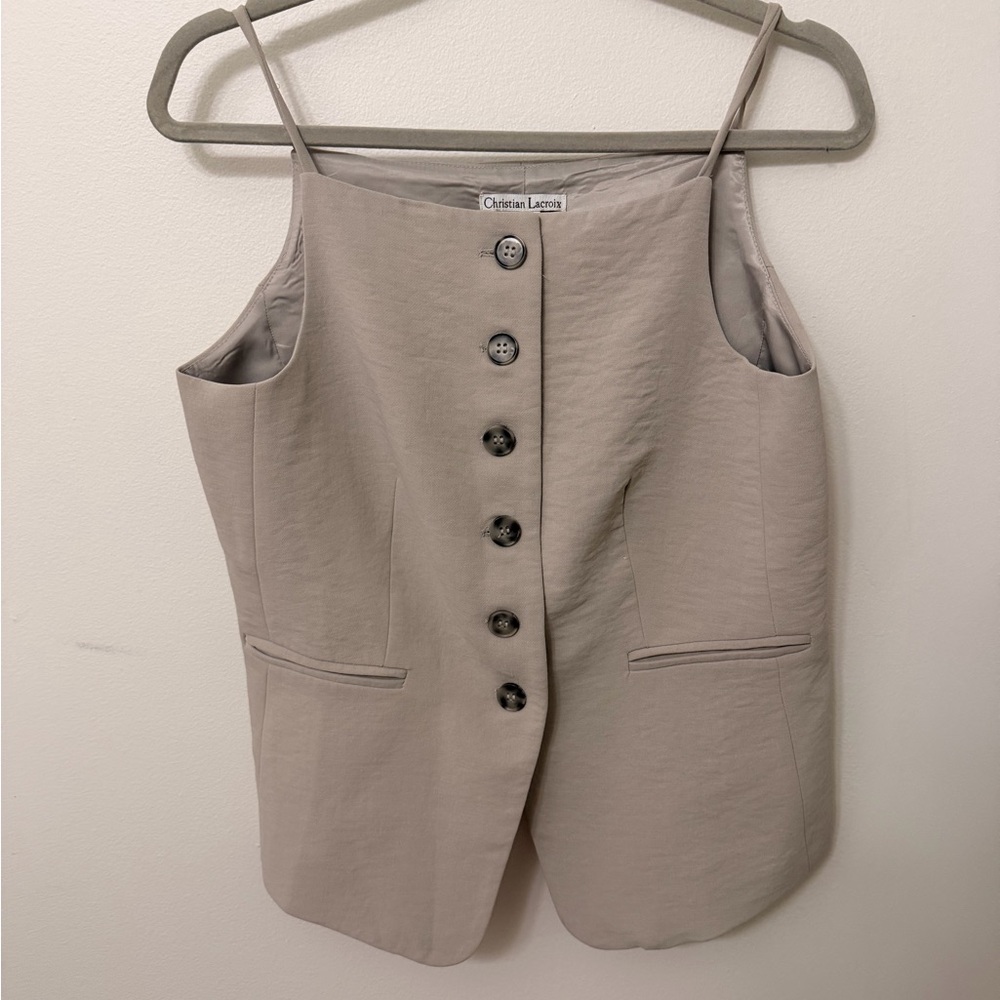 Christian Lacroix beige crepe vest
